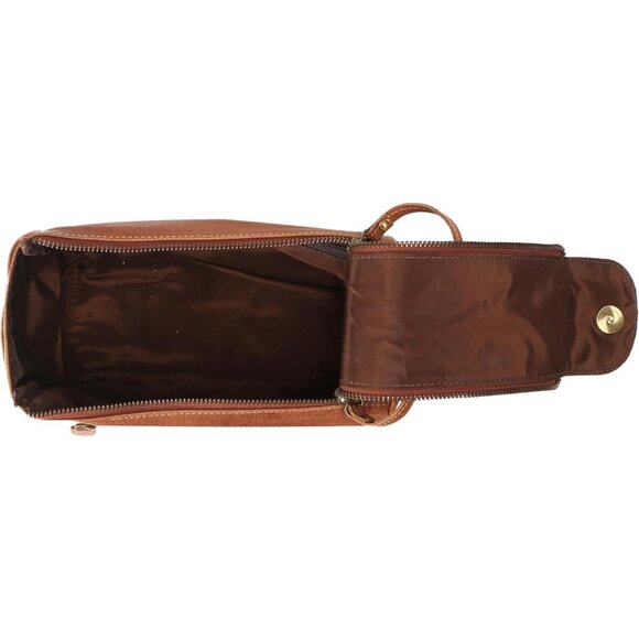 Unisex Chicago Tan Premium Buffalo Leather Toiletry Bag Travel Shaving kit - Picture 5 of 9